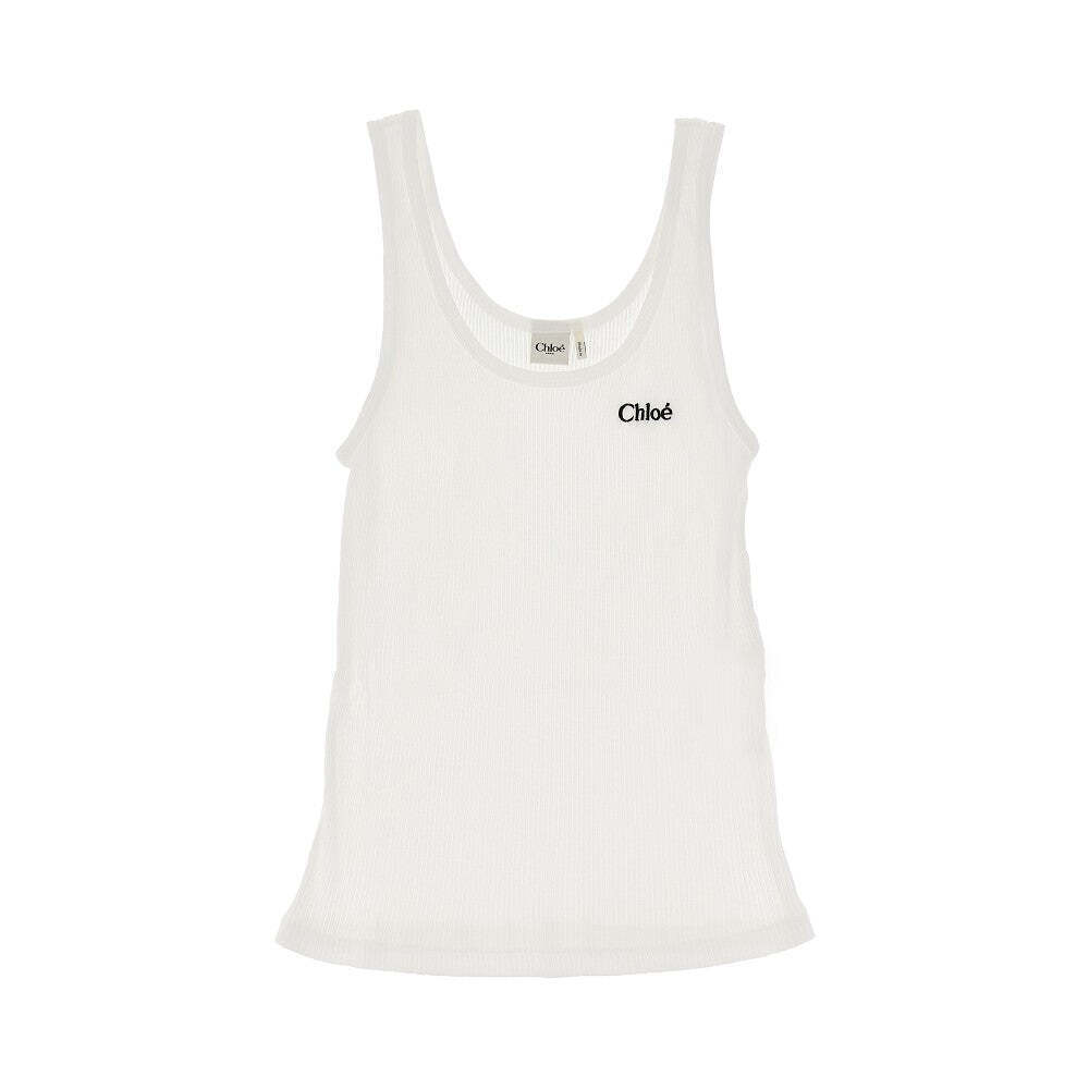 Chloe' Logo Embroidery Ribbed Tank Top